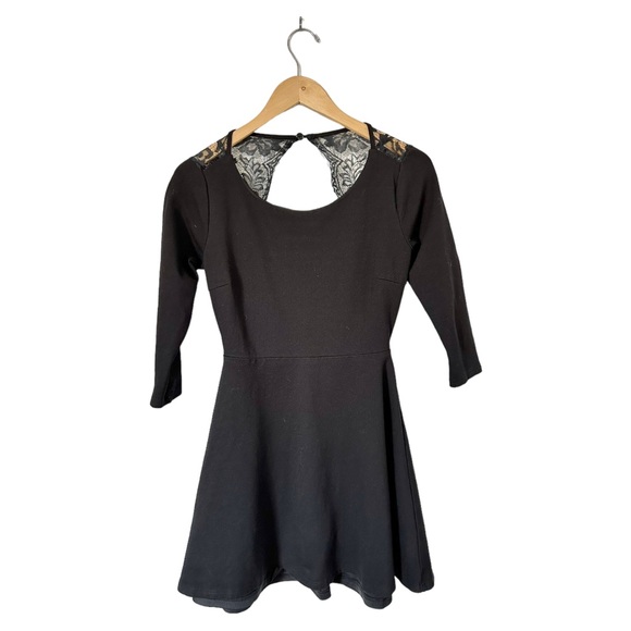 Lulu's Felicity Black Backless Lace Skater Mini Dress Little Black Dress Size S - Picture 10 of 16